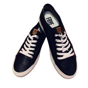 FRYE Sz 9 Leather Gia Low Lace Casual Sneaker Women Black Round Toe